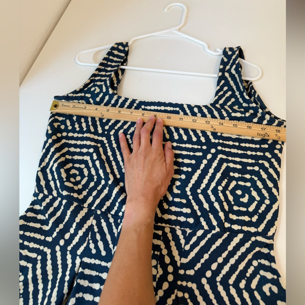 Averie DILLA PLEATED MIDI DRESS Blue/Cream Sz XL - Picture 9 of 11